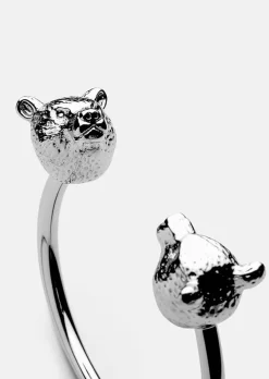 Bear Cuff - Silver Plated